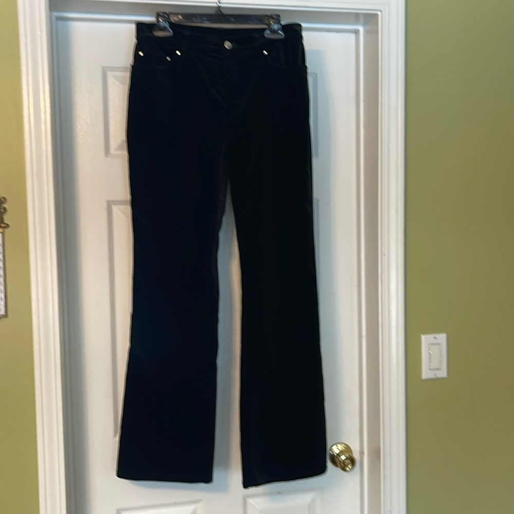 Jones New York black stretch velvet pants wide leg Size 4